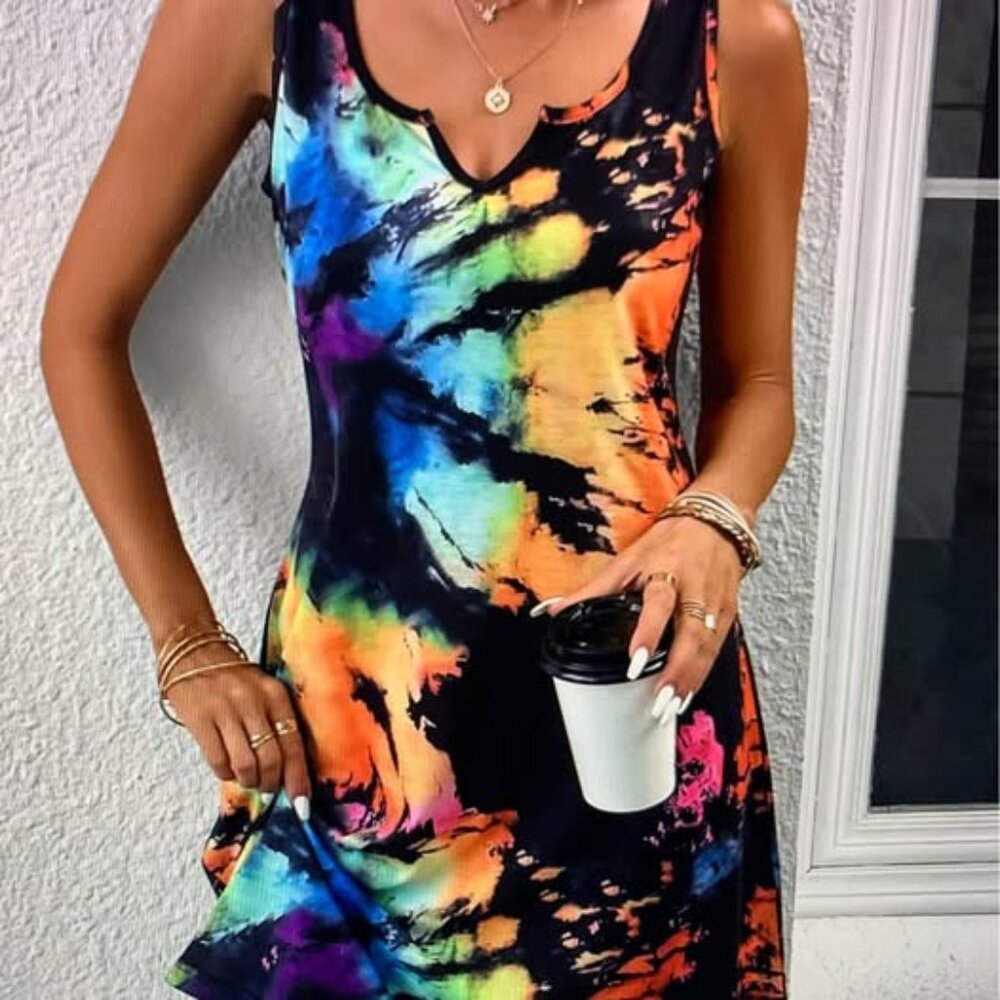 Vibrant Multicolor Tie-Dye Dress